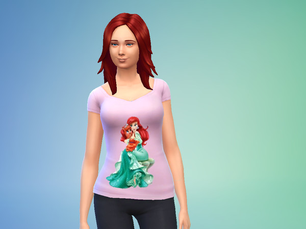 Sims 4 — Ariel and Treasure Tee by michellelovesu1231 — This is a mesh recolored with Ariel and Treasure You do not need