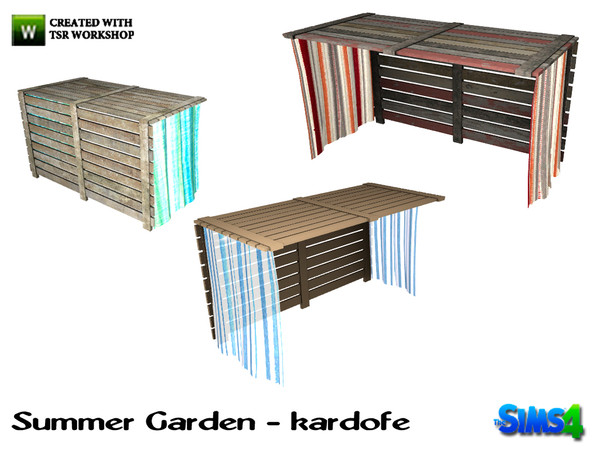 Sims 4 — kardofe_Summer Garden_Pergola by kardofe — Pergola for garden made of old wood pallets and translucent curtains,