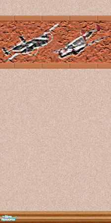 Sims 2 — Rusty Planes - Wallpaper by Lorah — Rust, brown, peach walls and floors in wallpaper tile and masonary.