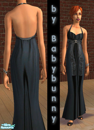 Sims 2 — Long Dress BB001 - Classic Black by Babybunny — 