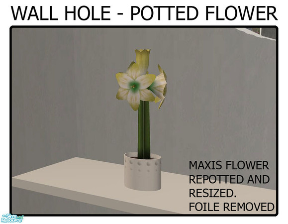 Sims 2 — Wall Hole - Potted Flower by linegud — This is a Maxis flower that is resized, repotted and with foile removed