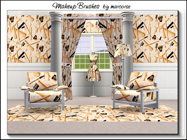 Sims 3 — Makeup Brushes_marcorse by marcorse — Themed pattern: various makeup brushes in soft browns