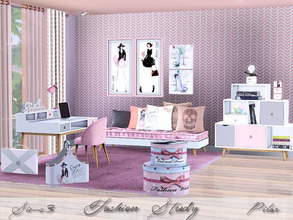 Sims 3 — Fashion Study by Pilar — Modern study with a touch of blush