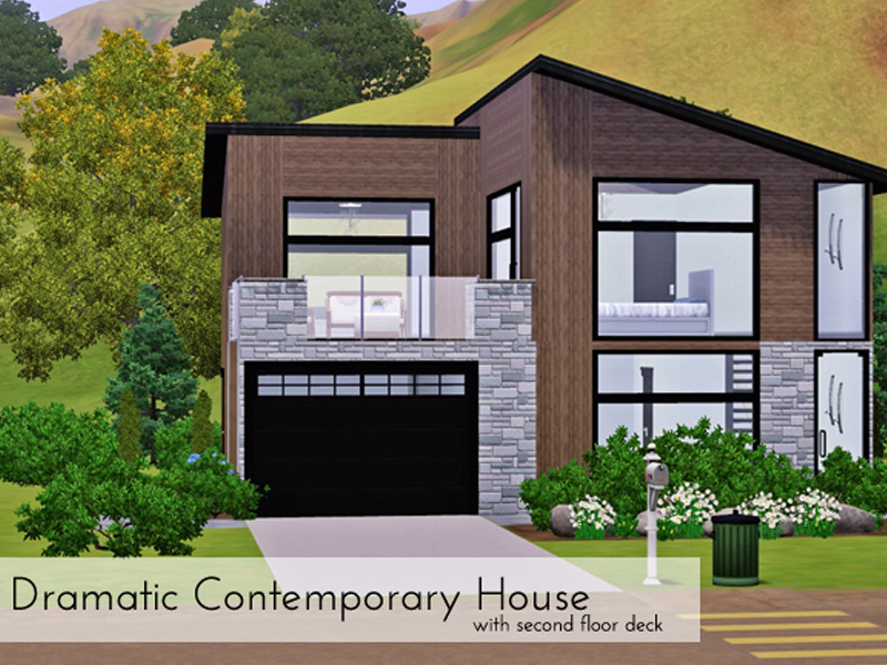 The Sims Resource Dramatic Contemporary with Second floor deck