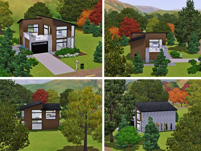 The Sims Resource Dramatic Contemporary with Second floor deck