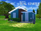 Sims 4 — Teal Starter (Base Game/No CC) by MJCNavarro — The house includes a living space, dining area, kitchen, bathroom