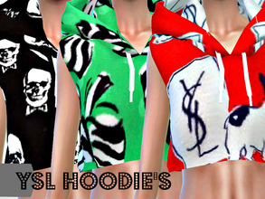 Sims 4 — YSL HOODIE - mesh needed by sims4sisters — Recolor of Hood Sleeveless Crop Top by sims4marigold (26 color