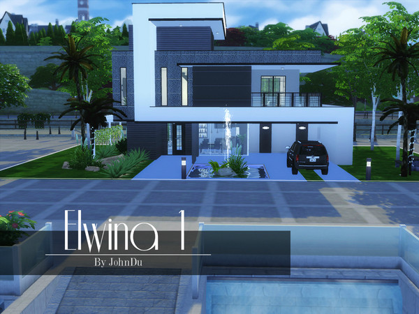 Sims 4 — Elwina 1 by johnDu — Welcome to Elwina 1 house, a modern home consist of two bedroom, two bathroom, living room,