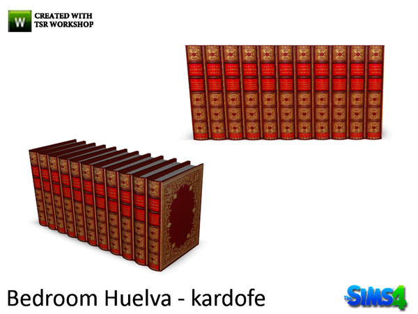 Sims 4 — kardofe_Bedroom Huelva_Books1 by kardofe — Collection of ten leather-bound books, decorative 