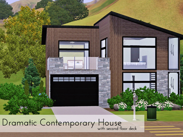 Sims 3 — Dramatic Contemporary with Second floor deck by Eke_Salom — Contemporary house with second floor deck featuring