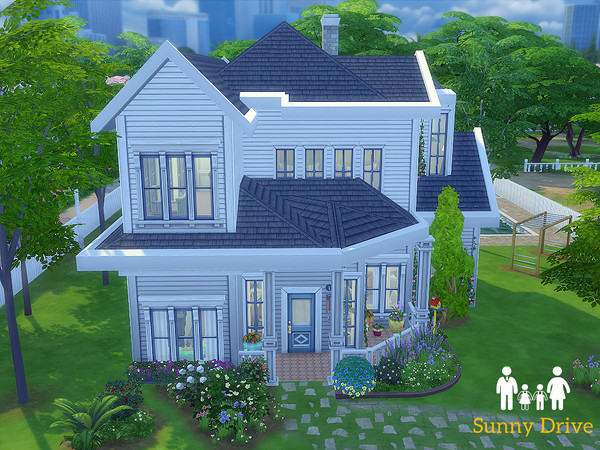 Sims 4 — Sunny Drive (no CC) by MadabbSim — Welcome to Sunny Drive where the Kids run wild! Featuring three bedrooms, one