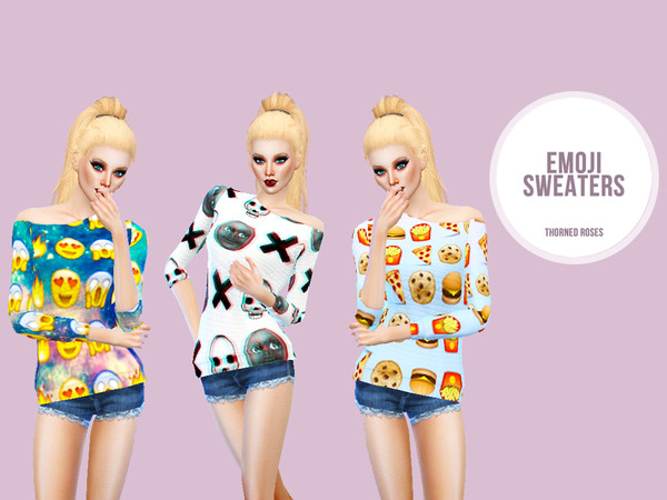 Sims 4 — Emoji Sweaters v1 by paigeinu — Emoji sweaters set of 3!