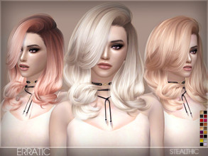 Sims 4 — Stealthic - Erratic (Female Hair) by Stealthic — -Minor transparency issues -Compatible with hats -18 Colors