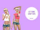 Sims 4 — Je T'aime Crop Tops - mesh needed by paigeinu — Je T'aime/Paris inspired crop tops