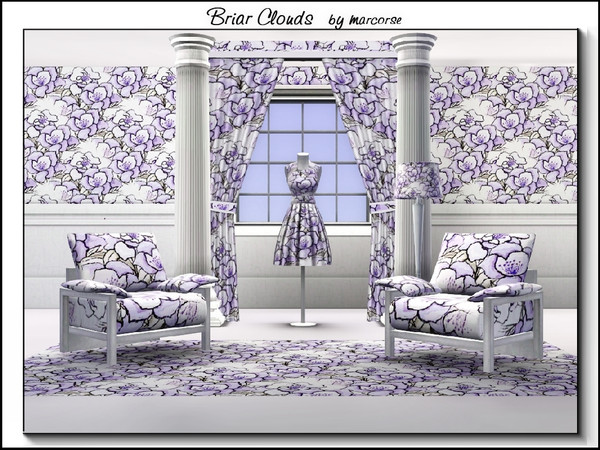 Sims 3 — Briar Clouds_marcorse by marcorse — Fabric pattern clouds of briar roses in a pretty shade of blue.