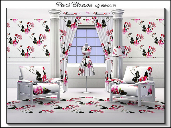 Sims 3 — Peach Blossom_marcorse by marcorse — Fabric pattern - peach blossom in a diagonal design.