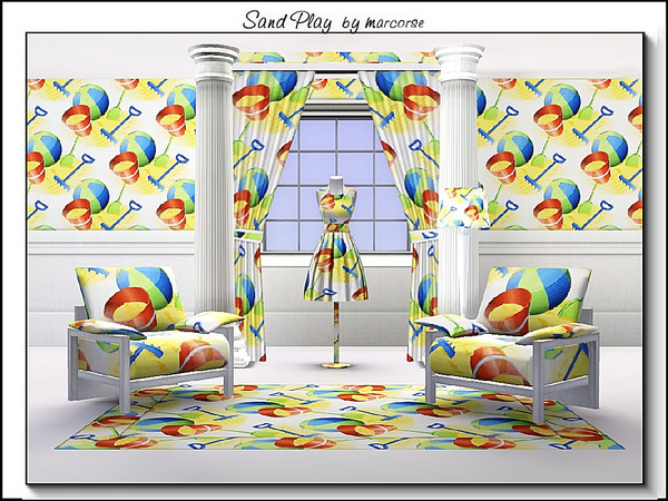 Sims 3 — Sand Play_marcorse by marcorse — Themed pattern - buckets and spades for sand play. 