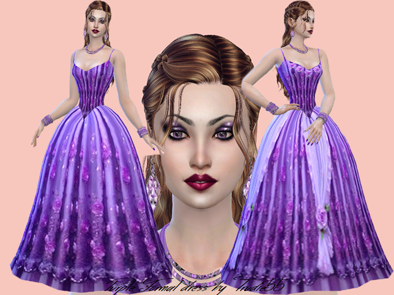 Sims 4 The Sims Resource | Purple Formal dress-Mesh needed by TSR Creator
