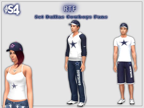 Sims 4 — Set Dallas Cowboys Fans by rttraldi — Hat / Cap for male and female. T-shirts for male and female. Jacket Pants