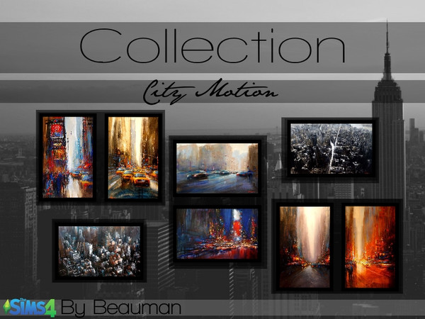 Sims 4 — City Motion Painting Collection by Beauman — A Collection of 2 Sets, they're stand alone recolours of NYC which
