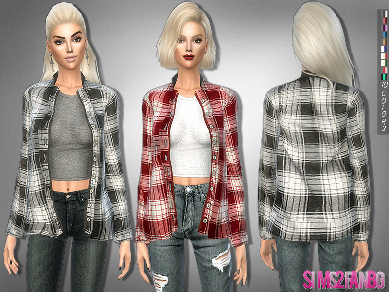 The Sims Resource 206 Button Up Shirt With Top