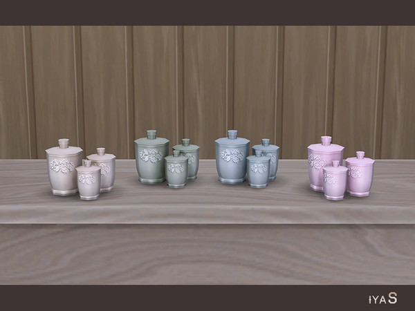 Sims 4 — Sunny Morning Three Jars by soloriya — Three cute jars with flowers. 4 color variations. Category: Decorative -