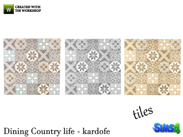 Sims 4 — kardofe_Dining Country life_Hydraulic tiles 1 by kardofe — Hydraulic floor tiles in three different colors, you