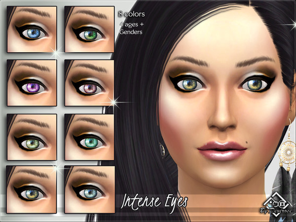 Sims 4 — Intense Eyes by Devirose — Eight colors and shades for these colored contact lenses or new iris color, as you