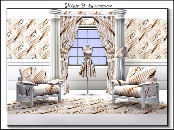 Sims 3 — Office 3_marcorse by marcorse — Themed pattern: office desk elements in shades of brown