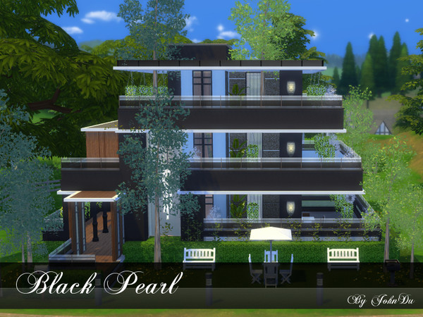 Sims 4 — Black Pearl by johnDu — Welcome to Black Pearl, my new three storey modern designed house. It is good for small
