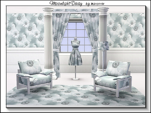 Sims 3 — Moonlight Daisy_marcorse by marcorse — Fabric patern: white daisies ain moonglow.