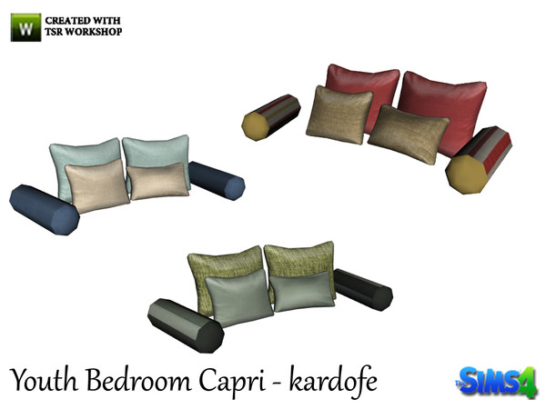 Sims 4 — Kardofe_Youth Bedroom Capri_Cushions by kardofe — Group to place cushions on the bed, do not need trick in three