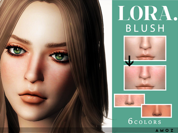 Sims 4 — Amoz [Lora] Blush by amoz2 — This blush will give your sim a detailed skin in the blushing area. - 6 Colors -