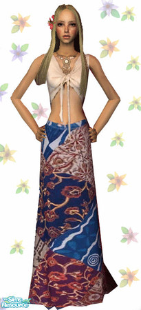 Sims 2 — Hippie Inspired - Outfit by MysticVelvet — Lovely Hippie inspired outfit, long patchwork skirt and short front