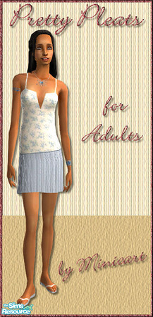 Sims 2 — Pretty Pleats in Light Blue by minicart — A pretty light blue pleated skirt with floral top to match.