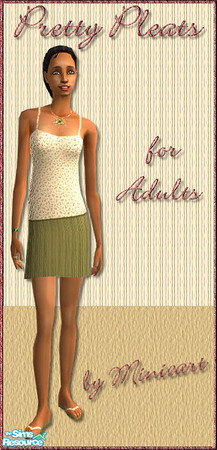 Sims 2 — Pretty Pleats in Green by minicart — A pretty green pleated skirt with floral top to match.