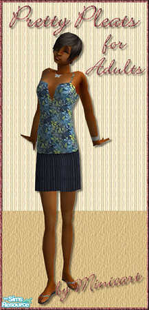 Sims 2 — Pretty Pleats in Navy Blue by minicart — A pretty navy blue pleated skirt with blue butterfly top to match.