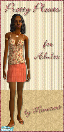 Sims 2 — Pretty Pleats in Peach by minicart — A lovely pleated peach skirt with floral top to match.