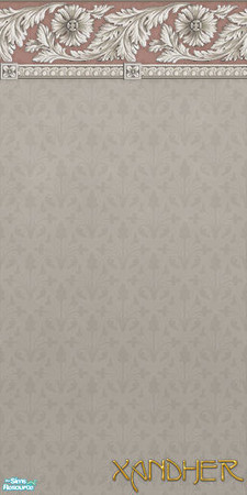 Sims 2 — Nouveau  Bordered - Taupe with Spice by Xandher — A simple patterned wallpaper with a bold border.