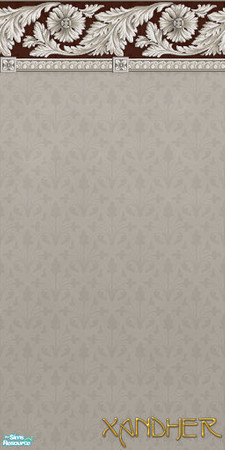 Sims 2 — Nouveau  Bordered - Taupe with Ebony by Xandher — A simple patterned wallpaper with a bold border.