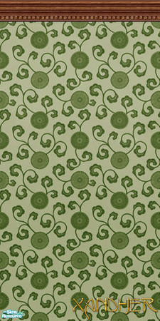 Sims 2 — Nouveau  - Abstract Floral - Tarragon by Xandher — An Art Nouveau inspired floral wallpaper with decorative