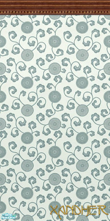 Sims 2 — Nouveau  - Abstract Floral - Slate by Xandher — An Art Nouveau inspired floral wallpaper with decorative crown