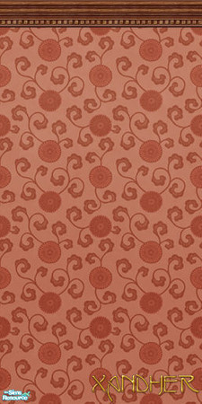 Sims 2 — Nouveau  - Abstract Floral - Poppy by Xandher — An Art Nouveau inspired floral wallpaper with decorative crown