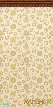 Sims 2 — Nouveau  - Abstract Floral - Honey by Xandher — An Art Nouveau inspired floral wallpaper with decorative crown
