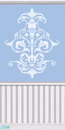 Sims 2 — Baroque wallpaper set - Individual Item by earthgirluk03 — Baroque wallpaper in pale blue, part of my 'Baroque