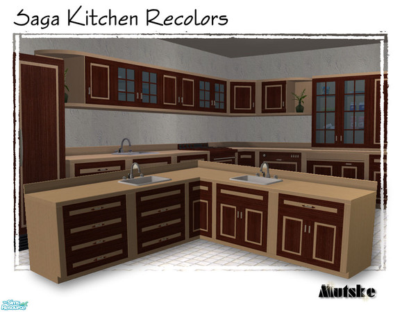 Sims 2 — Saga Recolorset - Dark Maple - Counter by Mutske — Recolor set of the Saga Kitchen collection. In Black. All