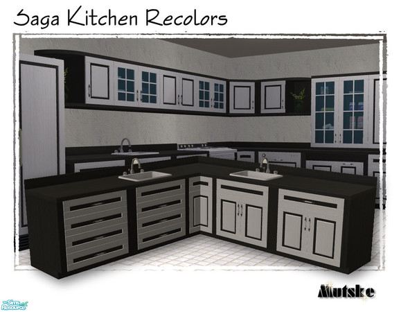 Sims 2 — Saga Recolorset - Black - Counter by Mutske — Recolor set of the Saga Kitchen collection. In Black. All