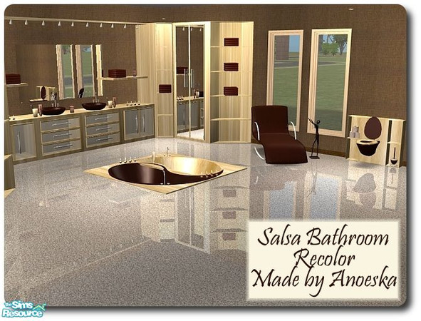 Sims 2 — Salsa Bathroom recolor by AnoeskaB — Lightwood and darkbrown recolor of the modern, elegant Salsa Bathroom,