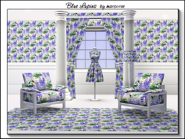 Sims 3 — Blue Lupin_marcorse by marcorse — Fabric pattern - blue lupins in an allover design.