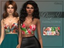 Sims 4 — Trillyke - Deep V Plunge Bustier - FLORAL PATTERNS by Trillyke — Besides the plain version I really wanted to